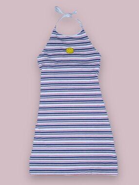 Smiley X H&M Collab Bodycon Backless Striped Halter Mini Dress